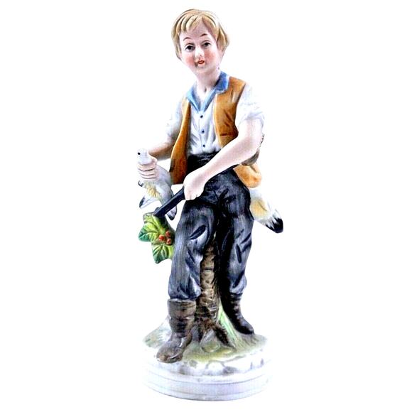 Vintage Japan Bisque Figurine Duck Hunting Game Bird Shotgun 8" Ardco MCM Decor - Picture 1 of 8